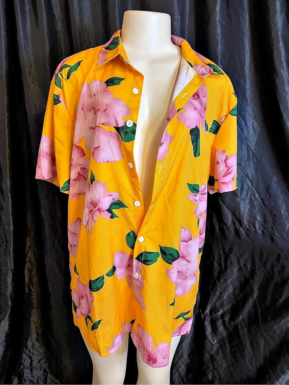 Floral Button Down in Yellow & Pink Size XL